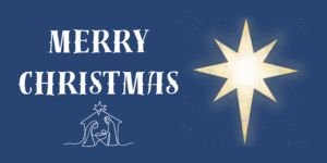 the north star with the nativity scene over a blue background